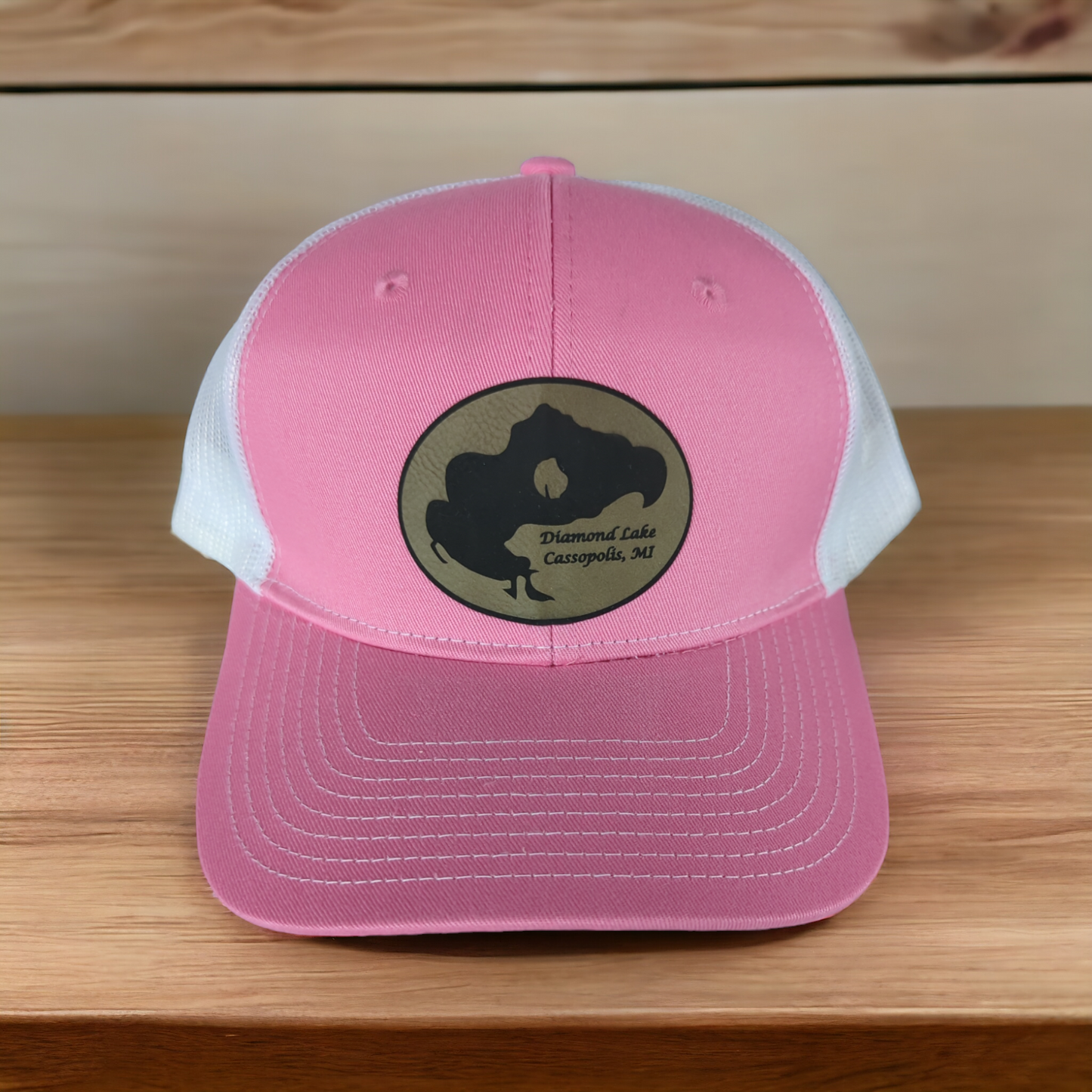 Diamond Lake Baseball Hat Pink/ White