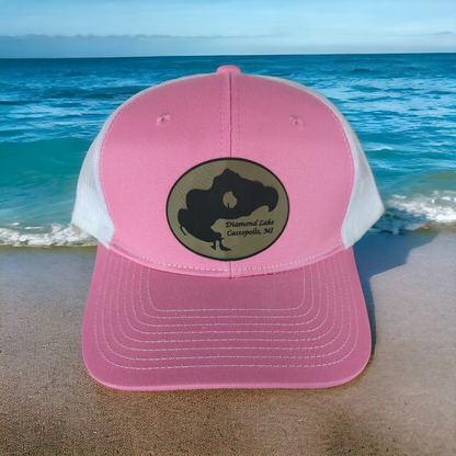 Diamond Lake Baseball Hat Pink/ White