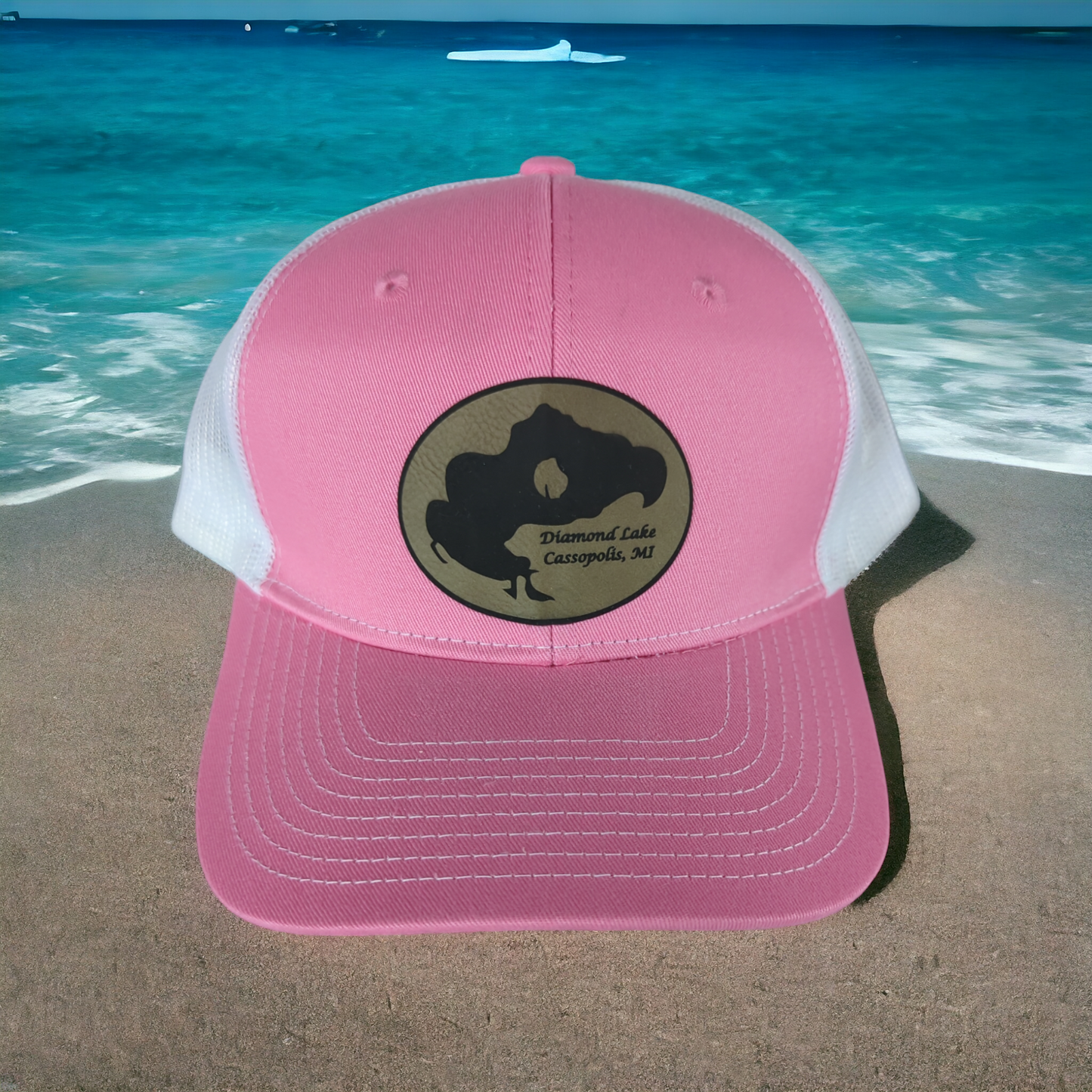 Diamond Lake Baseball Hat Pink/ White