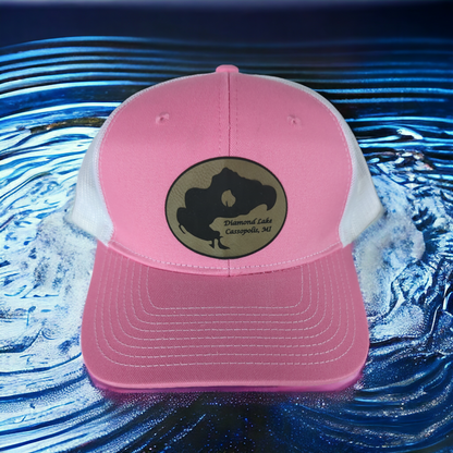 Diamond Lake Baseball Hat Pink/ White