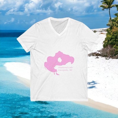 Diamond Lake Unisex Jersey Short Sleeve V-Neck Tee Pink