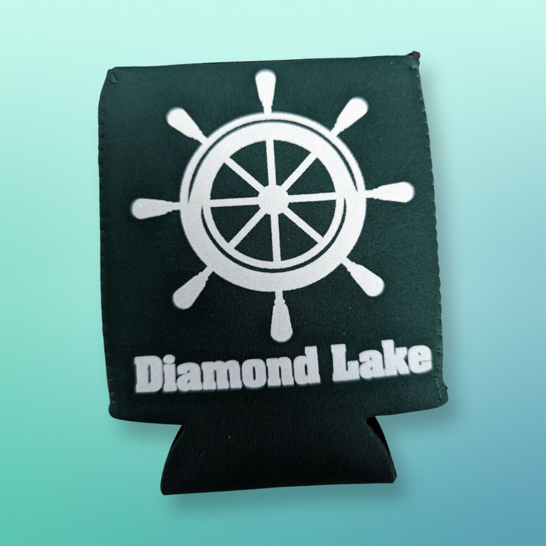 Diamond Lake Ship Wheel Logo Koozie