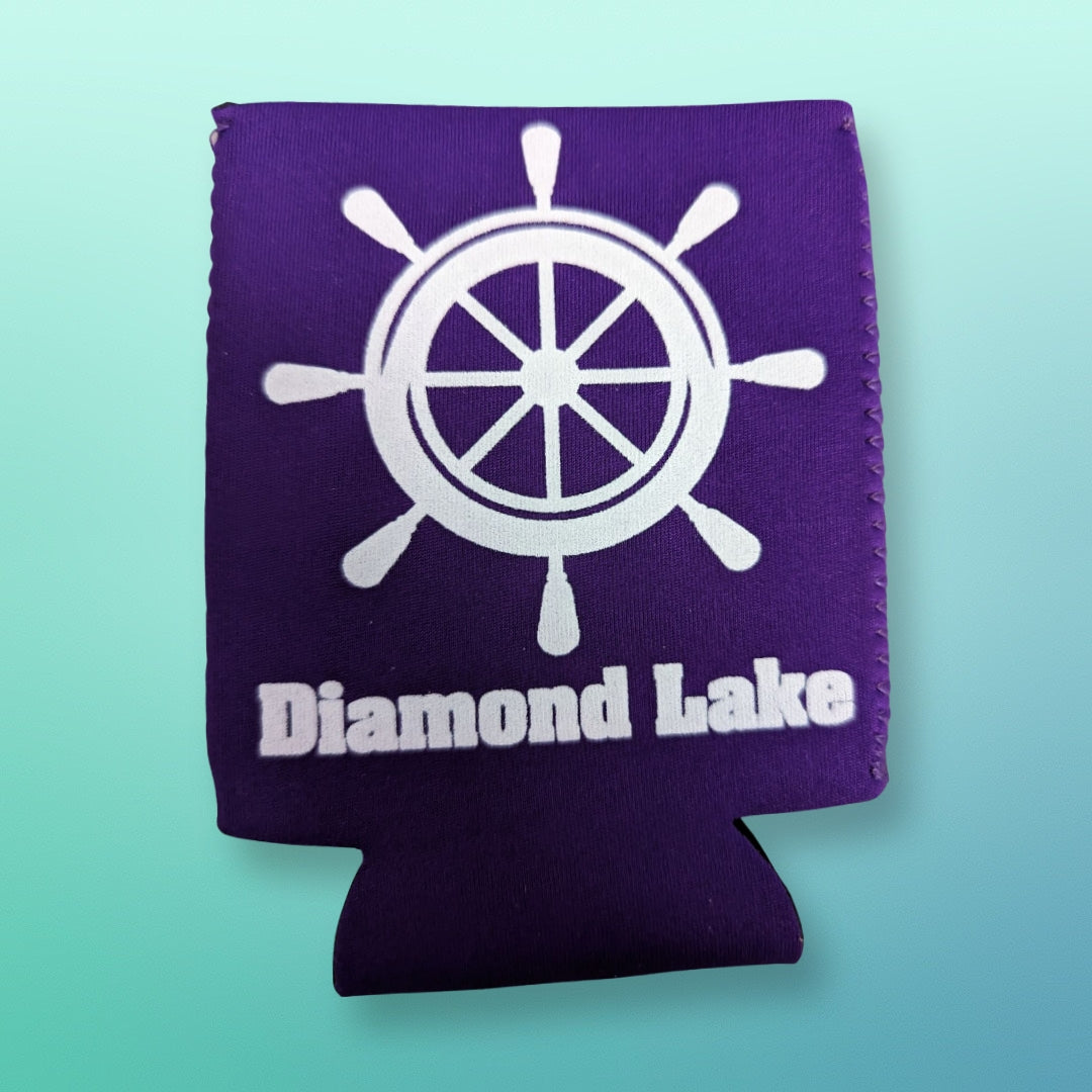 Diamond Lake Ship Wheel Logo Koozie